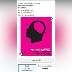 Abnormal psychology text book, lightly used